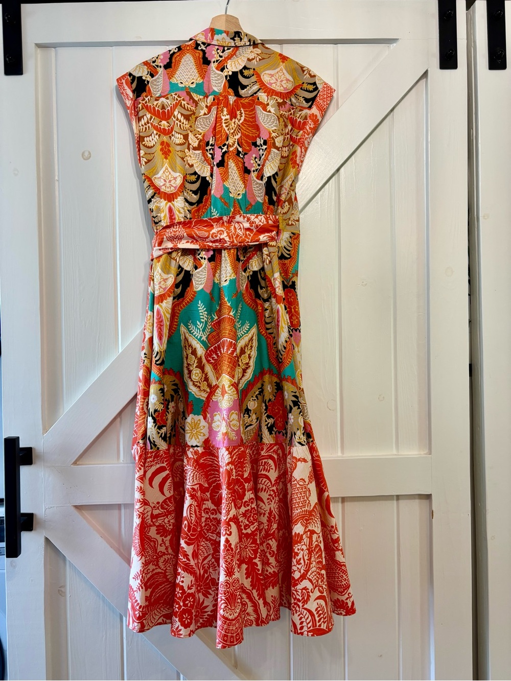 Anthropologie Wrap Midi Dress Mixed Print Floral Ruffle Hem Resort Boho M - Picture 3 of 8